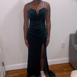 Emerald Sundae Dark Green Velvet Maxi Dress